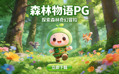 森林物语PG电子游戏下载页面，自然森林背景与可爱角色